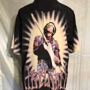 Jimi Hendrix Mens Vintage Graphic Button Up Shirt